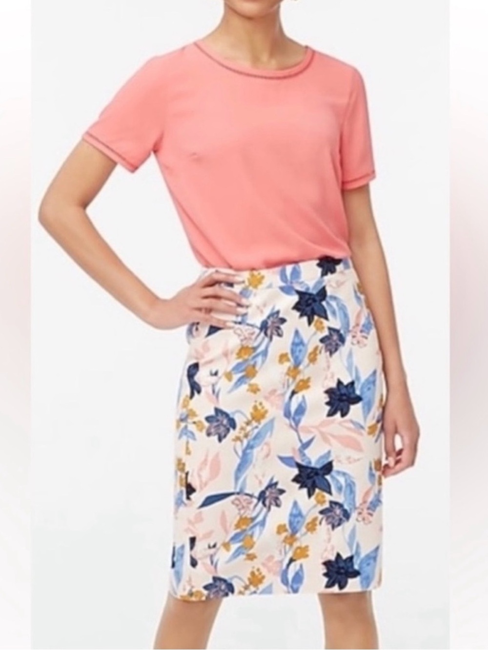 J. Crew size 6 lined floral Lily Basketweave pencil skirt